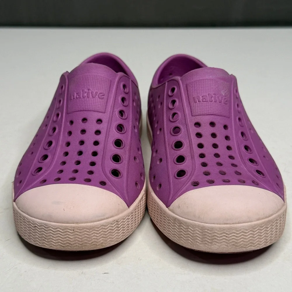 Native Jefferson Shoes Kids Size C8 Purple Slip‎ On Perforated Water Sneakers